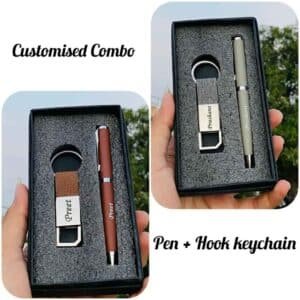 Customised Pen And Keychain Combo – Name Engraved