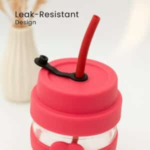 Personalized Flower Design Glass Jar – With Straw