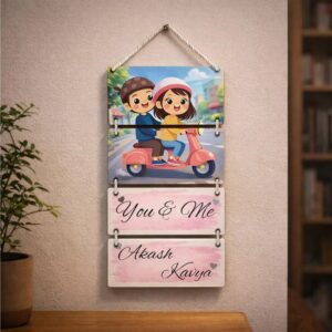 Cute Cartoon Couple Wall Hanging – Personalized “You & Me” Name Decor Gift